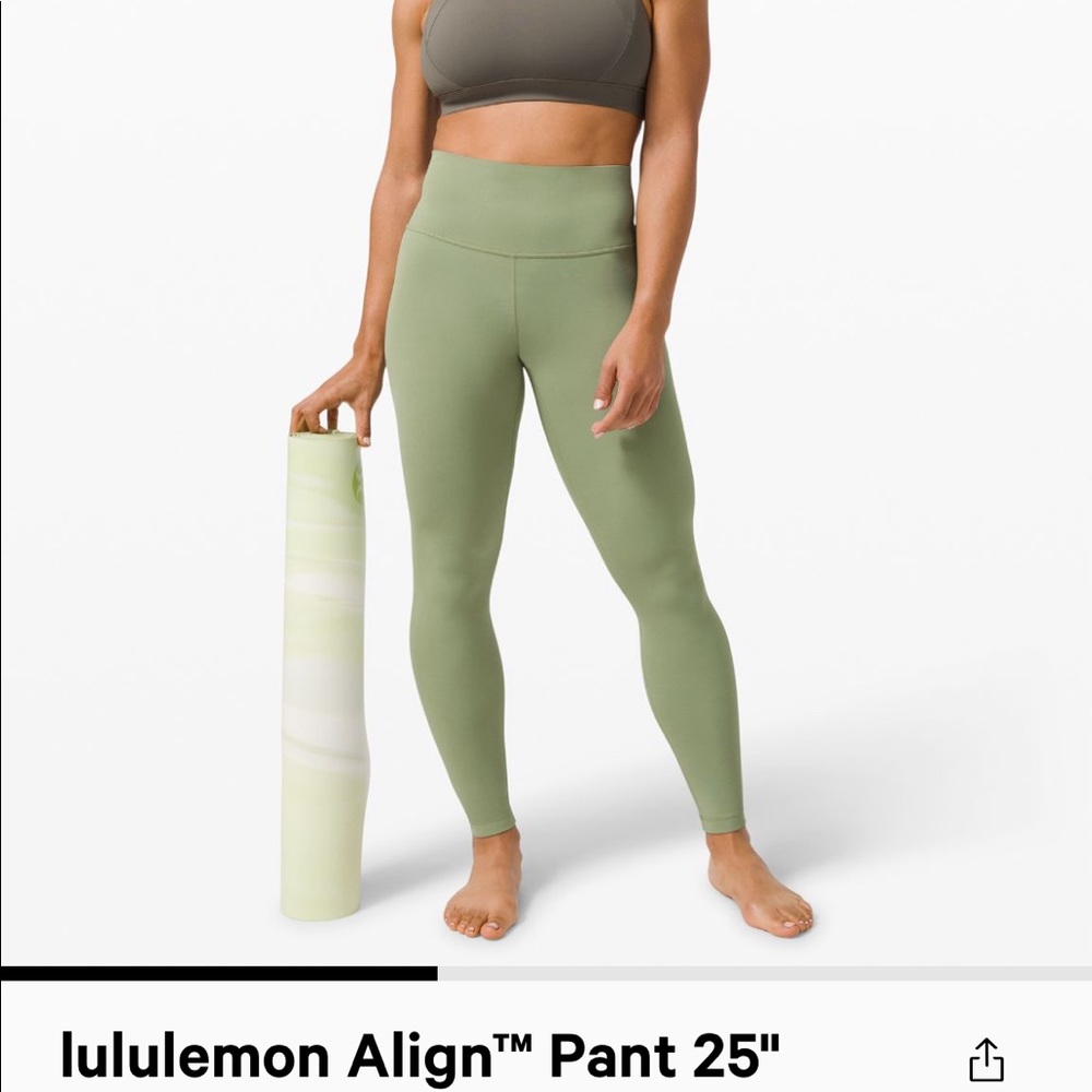 Lululemon Align HR Pant Willow Green 25” size8 NWT